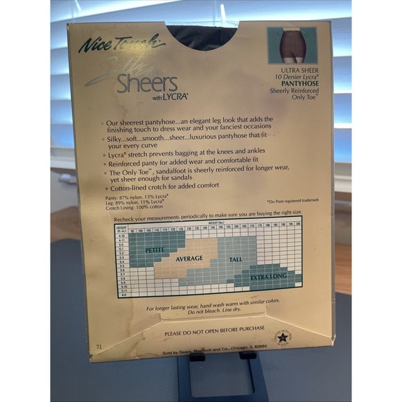 Vintage NOS Sears Nice Touch Sheers With Lycra Size‎ Tall Off-black - Picture 4 of 5